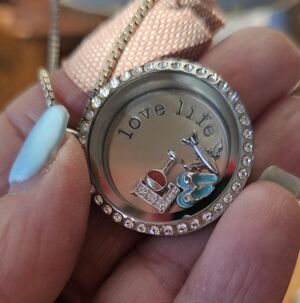 Vintage Origami Owl Pendant And Charms On 925 Necklace